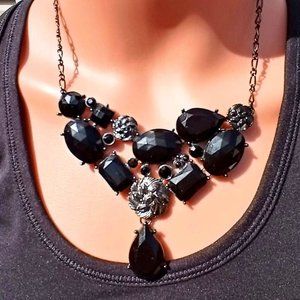 Vintage Gothic Onyx Bib Necklace